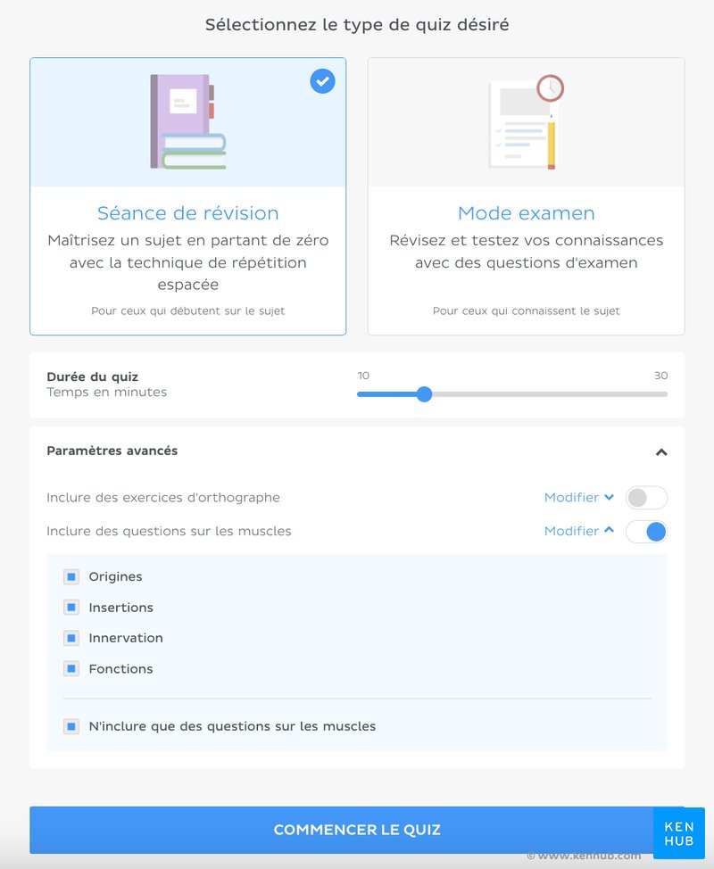 Sur Kenhub, vous pouvez interroger spécifiquement les attaches, les innervations et les fonctions des muscles.