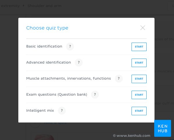 Quiz modal start screen