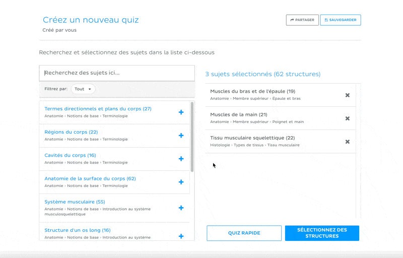 Quiz personnalisé