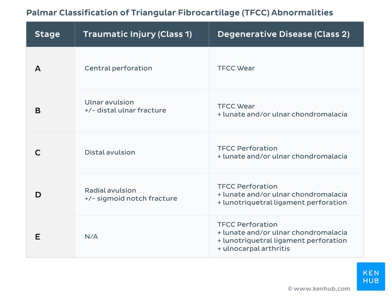 Palmer Classification of Triangular Fibrocartilage (TFCC) Abnormalities
