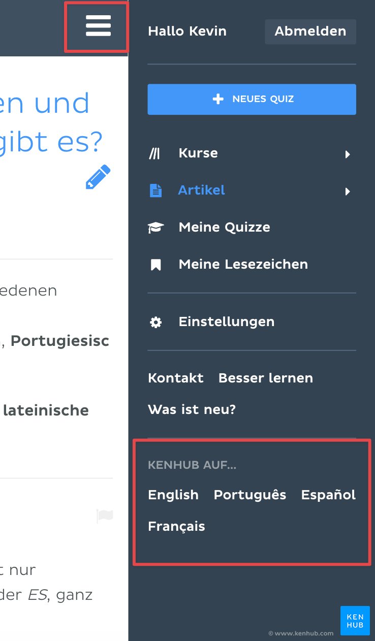 Sprache wechseln - Mobil