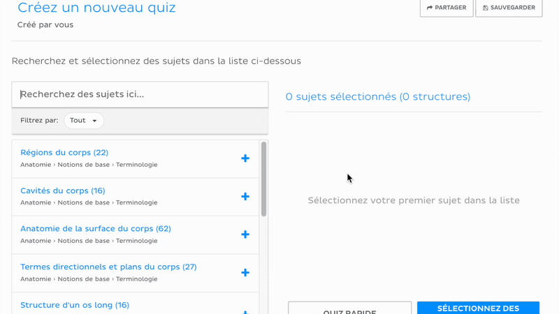 Quiz Kenhub personnalisé