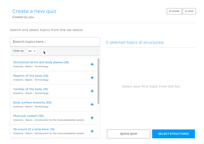 Custom Quiz Topic Selector