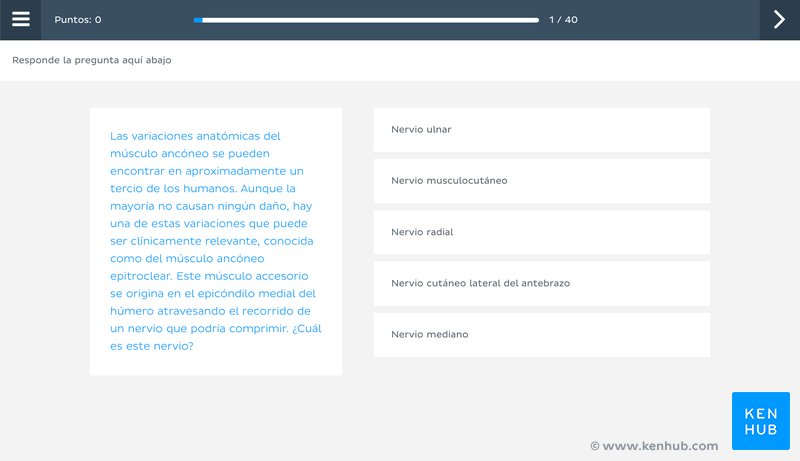 Cuestionario de banco de preguntas de Kenhub