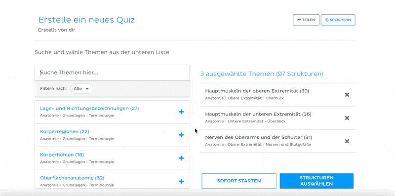 Individuelles Quiz Strukturfilter