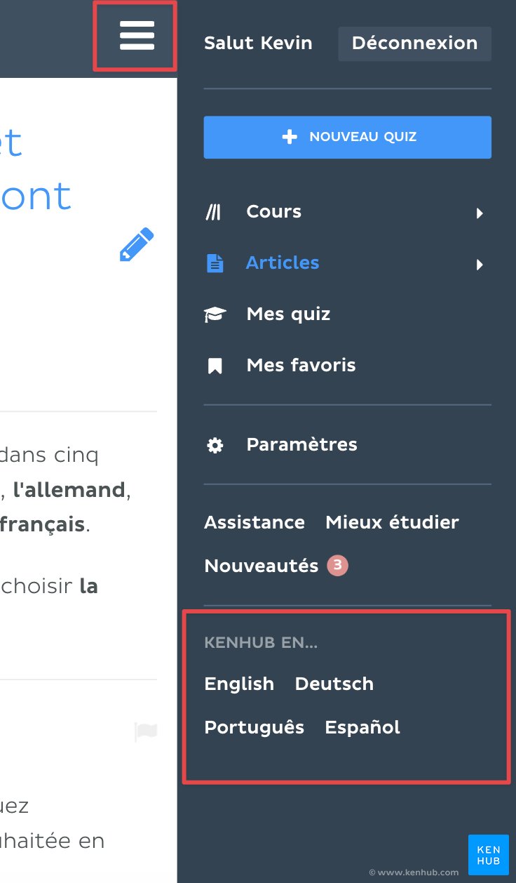 Changer la langue de Kenhub sur votre téléphone